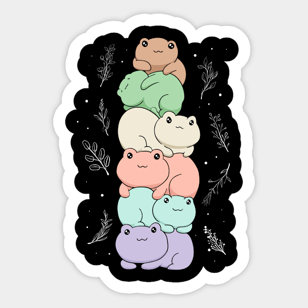 Cottagecore Aesthetic Kawaii Frog Pile Gift Sticker by Alex21